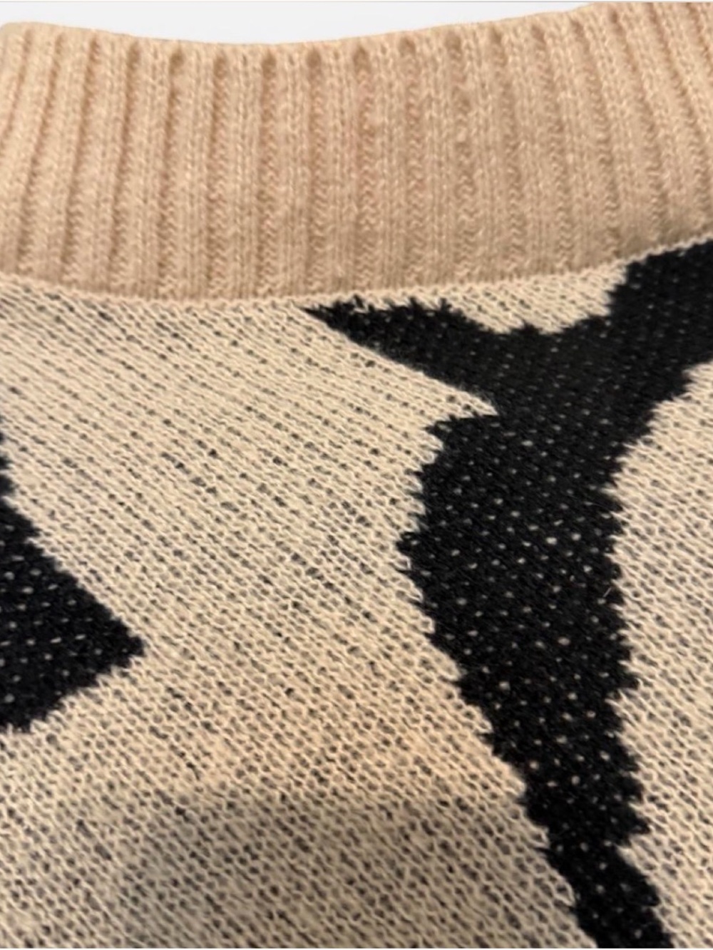 Poncho Sweater - Women's cardigan XL 1X tan black cream mock neck turtleneck 0X - Picture 8 of 9